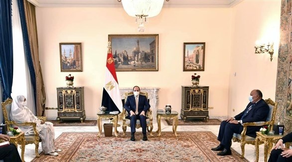 الرئيس المصري عبدالفتاح السيسي خلال استقبال وزيرة الخارجية السودانية  (تويتر)