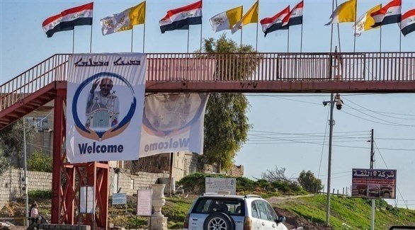 رفع صور البابا وأعلام العراق والفاتيكان في بغداد (تويتر)