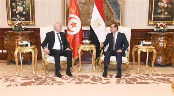 الرئيس المصري عبد الفتاح السيسي ونظيره التونسي قيس سعيد (أرشيف)