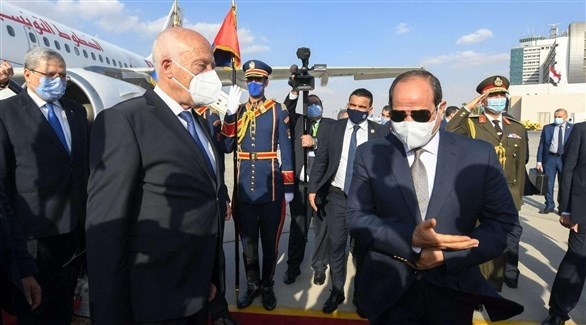 الرئيس المصري عبد الفتاح السيسي ونظيرة التونسي قيس سعيد (أرشيف)