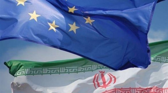 راية الاتحاد الأوروبي وعلم إيران (أرشيف)