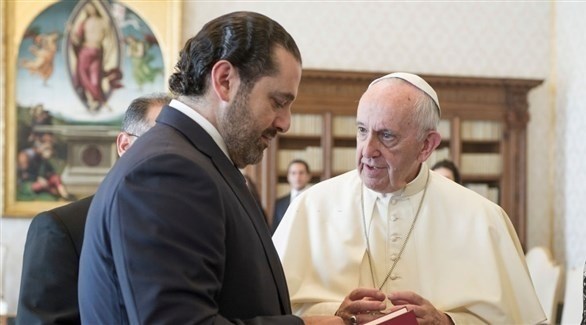 البابا فرنسيس ورئيس الوزراء اللبناني المكلف سعد الحريري في لقاء سابق (أرشيف)