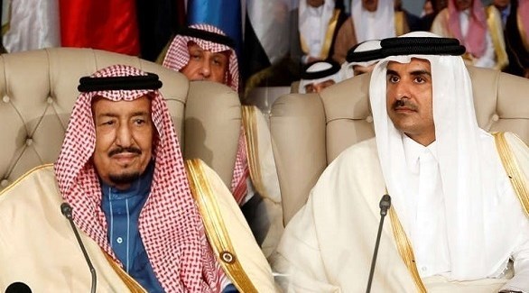 العاهل السعودي الملك سلمان بن عبد العزيز وأمير قطر الشيخ تميم بن حمد (أرشيف)
