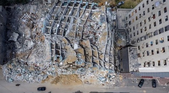 ركام برج مدمر في غزة (أرشيف)