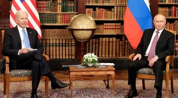 بوتين خلال لقائه اليوم مع بايدن في جنيف (أرشيف)