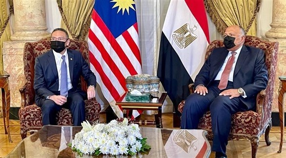 وزير الخارجية المصري سامح شكري ونظيره الماليزي هشام الدين تون حسين (تويتر)
