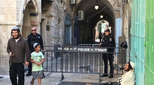 حاجز للشرطة الإسرائيلية قرب المسجد الأقصى (أرشيف)