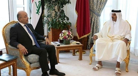 الشيخ تميم ين حمد آل ثاني والرئيس العراقي برهم صالح (أرشيف)