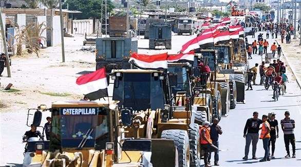 قافلة معدات مصرية تدخل قطاع غزة في يونيو الماضي (أرشيف)