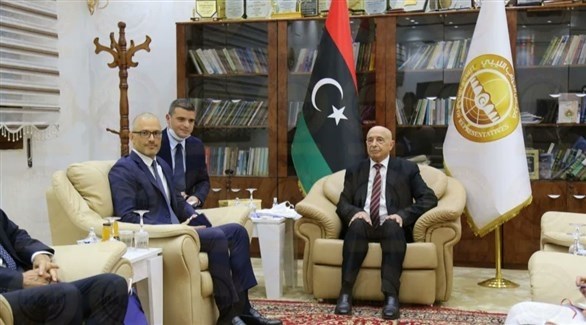 جانب من اللقاء بين الوفد الليبي والإيطالي (الإعلام الليبي)