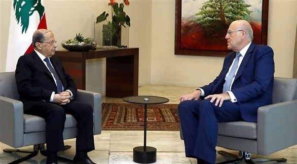 الرئيس اللبناني ميشال عون ورئيس مجلس الوزراء نحيب ميقاتي (أرشيف)