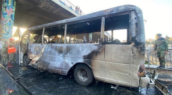 الحافلة السورية المستهدفة اليوم (تويتر)