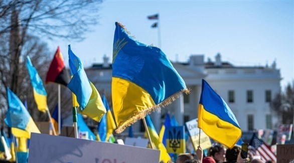 تظاهرة ضد الغزو الروسي لأوكرانيا أمام البيت الأبيض.(أرشيف)
