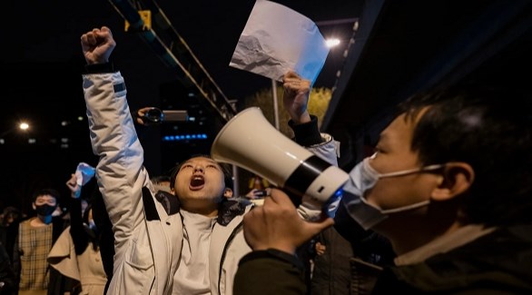 صينيون يتظاهرون ضد القيود لاحتواء كورونا (أرشيف)