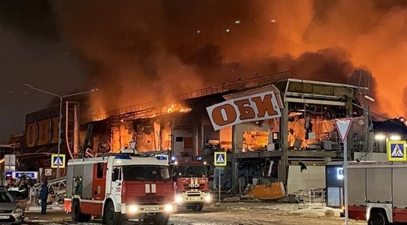 استعار النار في مركز ميغا خيمكي الروسي فجر اليوم (تاس)
