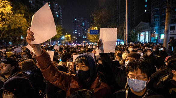 محتجون في الصين على القيود لاحتواء كورونا (أرشيف)