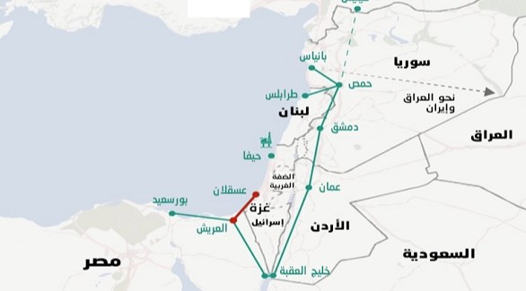 مسار الغاز المصري إلى لبنان عبر الأردن وسوريا (تعبيرية)