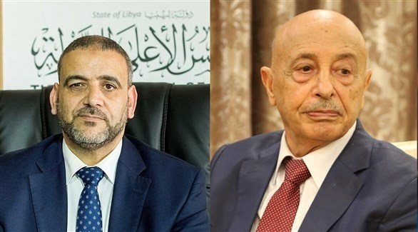 رئيسا مجلس النواب الليبي عقيله صالح والمجلس الأعلى للدولة خالد المشري (أرشيف)