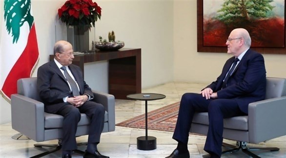 الرئيس اللبناني ميشال عون ورئيس الوزراء المُعين نجيب ميقاتي (أرشيف)