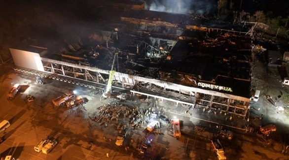 مركز تسوق بعد تعرضه للقصف في أوكرانيا (أ ب)
