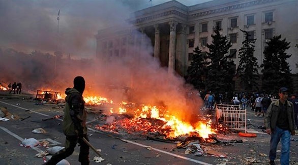 حريق في أحد شوارع أوكرانيا (أرشيف)