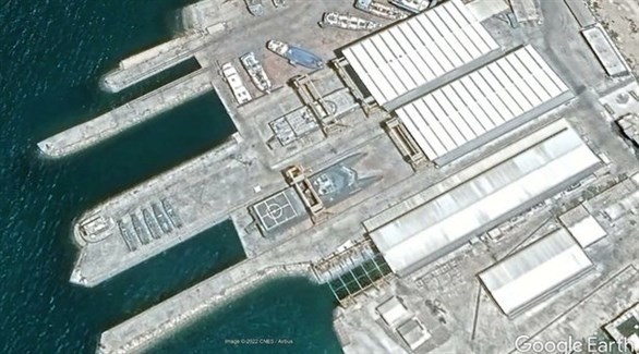 صورة القمر الصناعي لحوض بناء السفن في جزيرة قشم الإيرانية (الحرة)