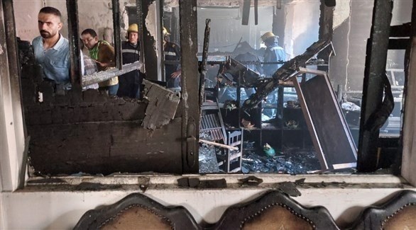 أثار الحريق الذي نشب في كنيسة المنيرة بحي إمبابة غرب القاهرة (تويتر)