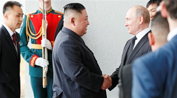 الرئيس الروسي بوتين وزعيم كوريا الشمالية كيم جونغ أون (أرشيف)