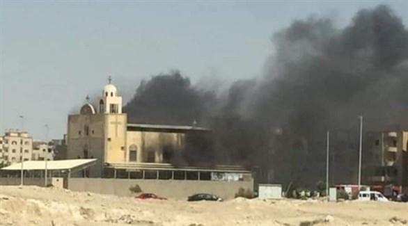 صورة متداولة لحريق كنيسة المنيا اليوم (تويتر)