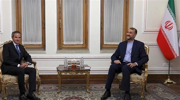 وزير الخارجية الإيراني أمير عبد اللهيان ومدير عام الوكالة الدولية للطاقة الذرية رافائيل غروسي (أرشيف)