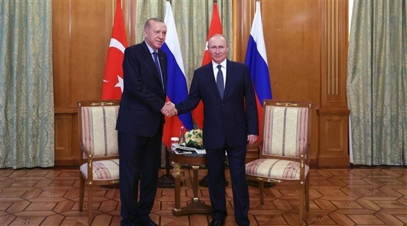 الرئيس الروسي فلاديمير بوتين ونظيره  التركي رجب طيب أردوغان (تويتر)