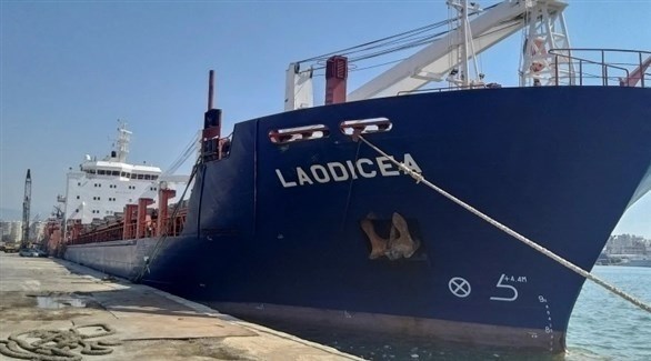 سفينة حبوب أوكرانية في ميناء طرابلس (رويترز)