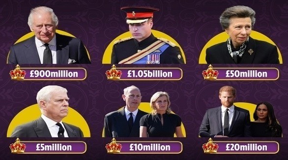 ثروات أفراد العائلة المالكة البريطانية (ذا صن)