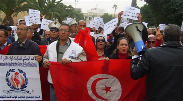 نقابيون من الأمن التونسي يتظاهرون في وسط العاصمة (أرشيف)