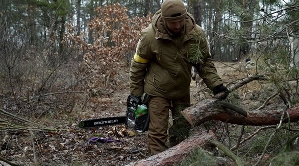 جندي أوكراني في غابة (أرشيف)