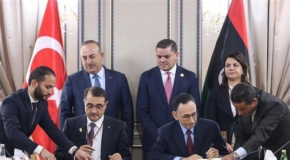 جانب من توقيع الاتفاقية بين حكومة الدبيبة وتركيا (رويترز)