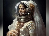 فنان يستخدم الذكاء الاصطناعي لإظهار رواد الفضاء بملابس الزفاف