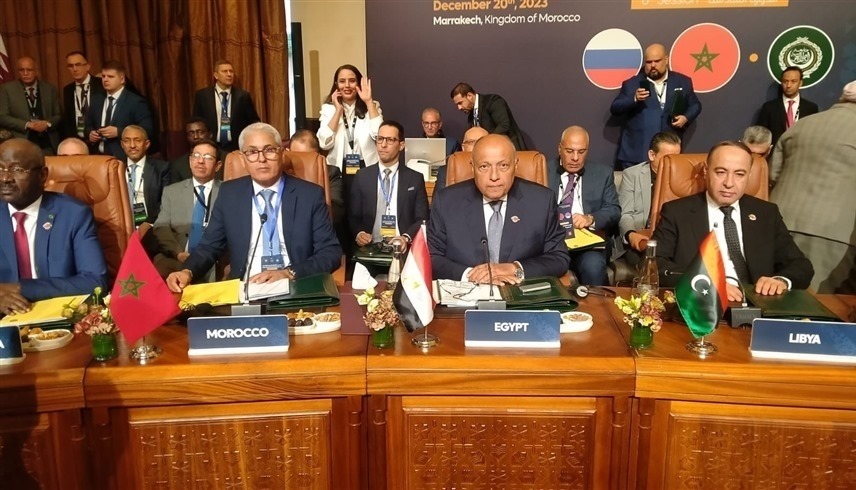 سامح شكري في فعاليات الدورة السادسة للمنتدى العربي الروسي التي استضافتها مدينة مراكش بالمملكة المغربية (إكس)