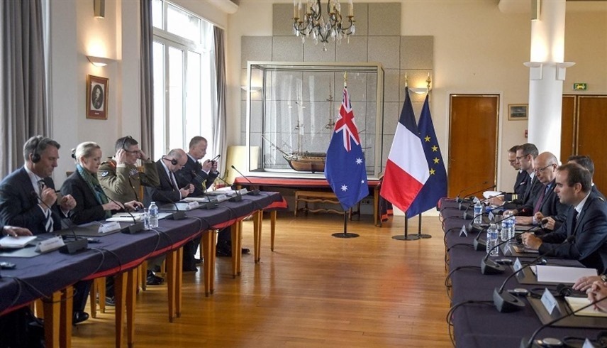 اجتماع وزراء الدفاع الفرنسي والأسترالي (أ ف ب)
