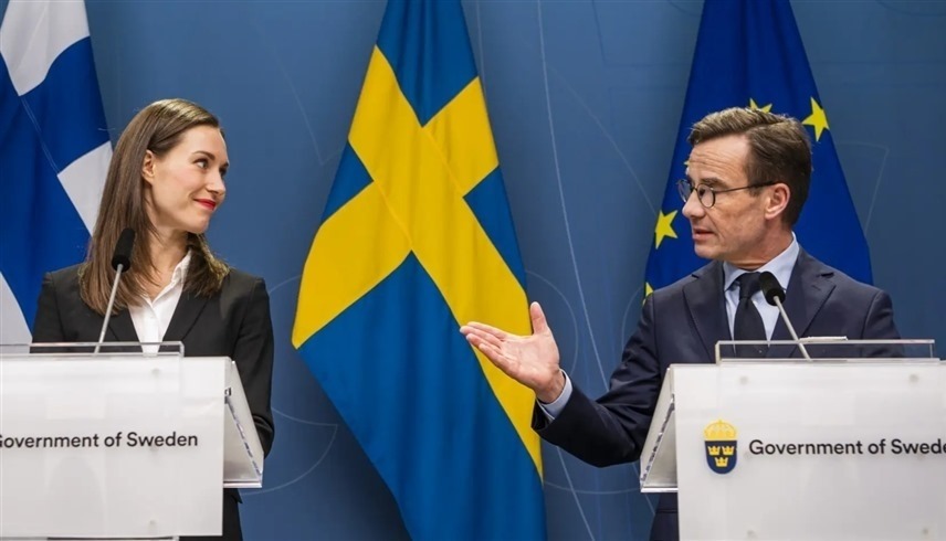  رئيس الوزراء السويدي ورئيسة الوزراء الفنلندية (تويتر)