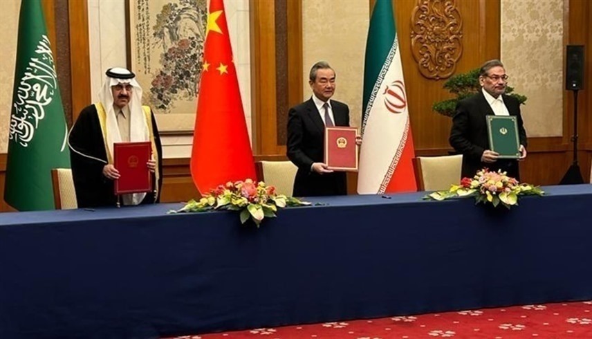 خلال توقيع الاتفاق بين السعودية وإيران برعاية الصين (أرشيف)
