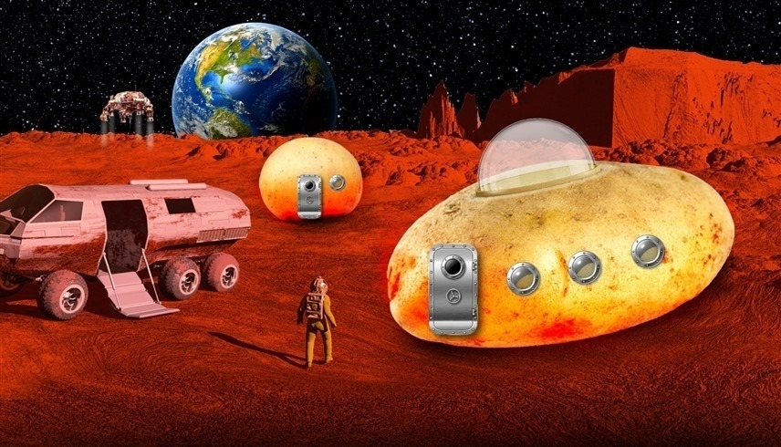 صورة تصورية لشكل الحياة على سطح المريخ من خلال بناء منزل مصنوعة من البطاطس 
