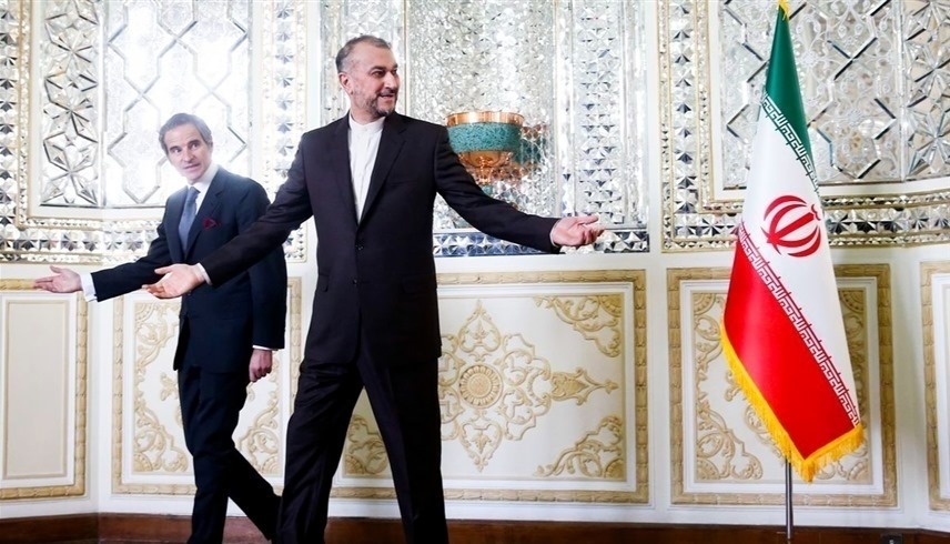 رئيس الوكالة الدولية للطاقة الذرية وزير الخارجية الإيراني في لقاء سابق(أرشيف)