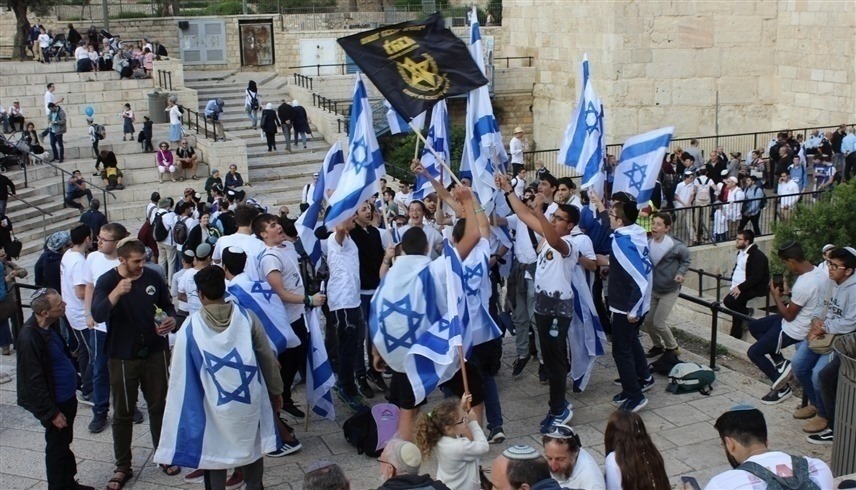 مسيرة الأعلام الإسرائيلية في القدس (أ ف ب)