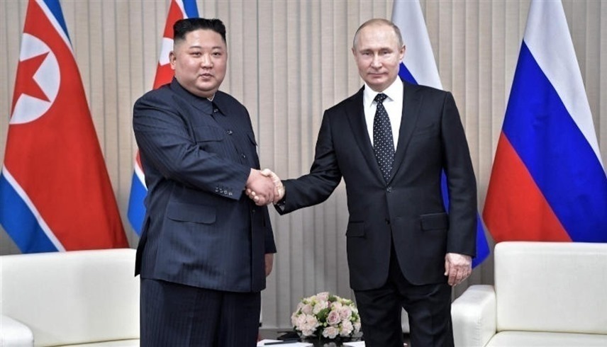 زعيم كوريا الشمالية كيم جونغ أون والرئيس الروسي فلاديمير بوتين (أ ف ب)