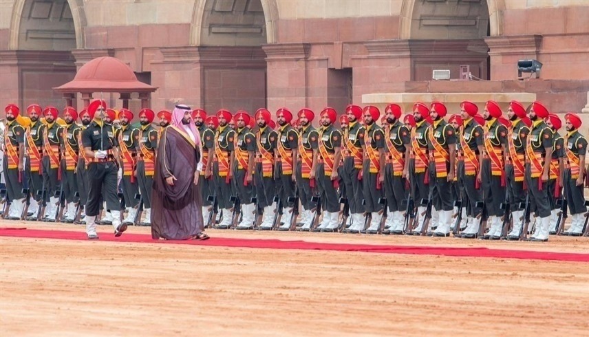 جانب من مراسم استقبال ولي العهد السعودي الأمير محمد بن سلمان في نيودلهي (إكس)