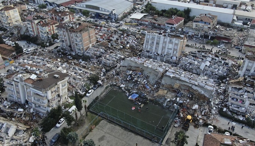 منازل مدمرة بفعل الزلزال في تركيا وسوريا (أرشيف)