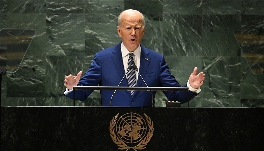 الرئيس الأمريكي خلال خطابه امام الجمعية العامة للأمم المتحدة (أ ف ب)