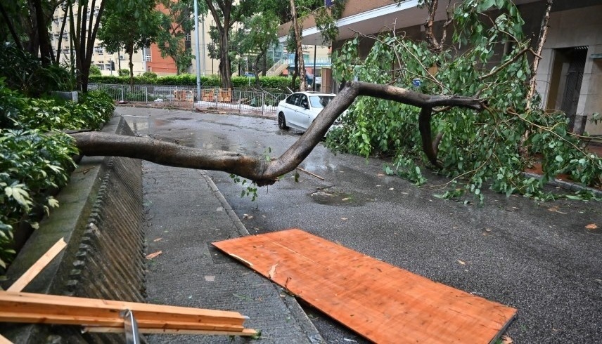 آثار الدمار في هونغ كونغ بسبب إعصار "ساولا" (أ ف ب)