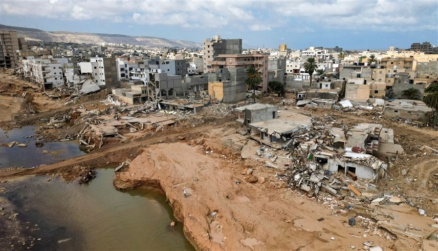 آثار الدمار في مدينة درنة الليبية (رويترز)